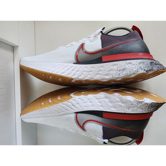 Men's Size 14 NIKE React Infinity Run FlyKnit White University Red EUC Shoe - Picture 8 of 11